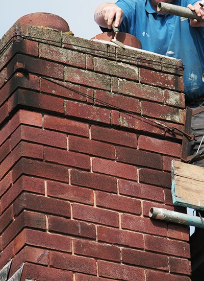 Scaffolding around a chimney